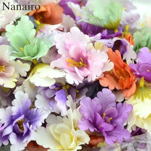 50pcs/lot 6cm Silk Orchid Artificial Flower Head For Wedding Decoration DIY Wreath Gift Scrapbooking Craft Fake Flowers
