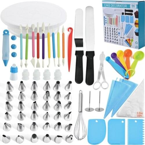 634E Kitchen Cake Decorating Tool Set with Cheesecake Turntable and Icing Spatula