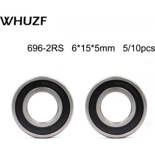 696RS 6*15*5(mm) 5/10pieces bearing free shipping ABEC-1 bearings 10pcs rubber Sealed Bearing 696 696RS chrome steel bearing