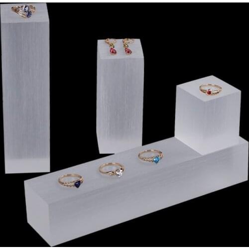 Acrylic Clear Square Columns Jewelry Stand Jewellery Display Tray Cosmetic Holder Still Doll Organizer Tray Desktop