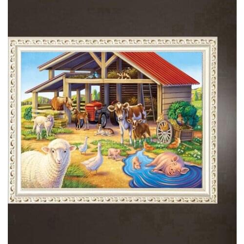 New 5D DIY Diamond Painting House Cow and Sheep Rhinestone Diamond Embroidery Farm Scenery Mosaic Artist Home Decoration Gift