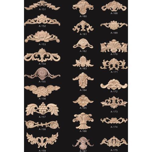 Long Wood Appliques Natural Wood Appliques for Furniture Cabinet Unpainted Wooden Mouldings Decal Vintage Decoration Accessories