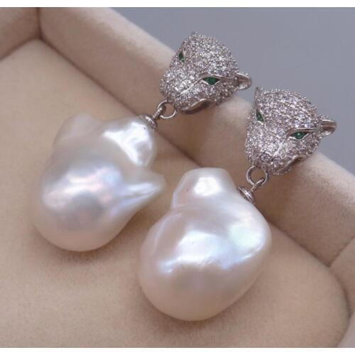 Free Shipping >> Leopard SOUTH SEA NATURAL multicolor baroque PEARL earring