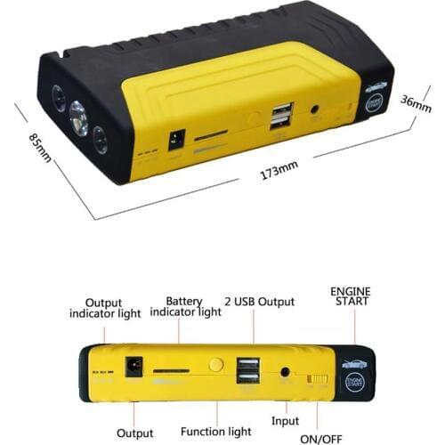 Carartclub 69800mAh 12V Car Jump Starter Emergency Starting Device 4USB LED Light Mobile Power Bank Car Charger Battery Booster