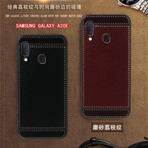 Coque for Samsung galaxy A20E A202F SM-A202F Cases 5.8" Soft Black silicone Classic litchi stripes Funda for Samsung A20E Cover