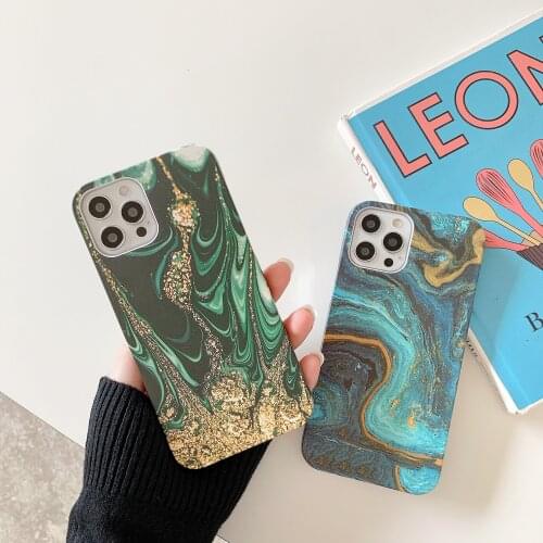 Watercolor Painted Marble Phone Case For iPhone 11 12 Pro Max 12 Mini X XR XS Max 8 7 6s 6 Plus SE 2020 PC Hard Back Cover Case