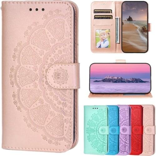 Business Flip Wallet Leather Case for Nokia 1.4 Coque Mandala Embossed Pattern Fundas Card Holder Folded Stand Shockproof Cover