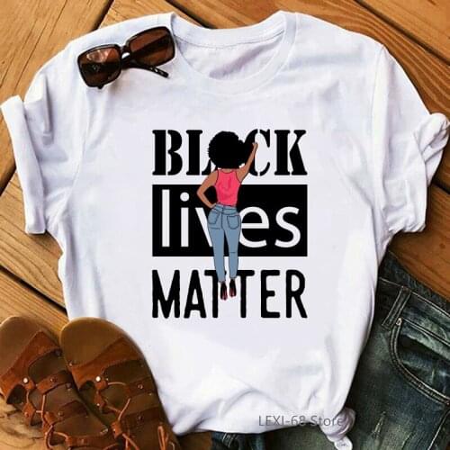 Afro american woman print black lives matter t shirt women girls top female graphic tees melanin queen tshirts birthday gift