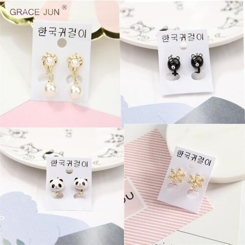 GRACE JUN New Fashion Clip on Earrings No Pierced for Girls Baby Cute Small Ear Cuffs Earrings Charm Jewelry No Hole Earrings
