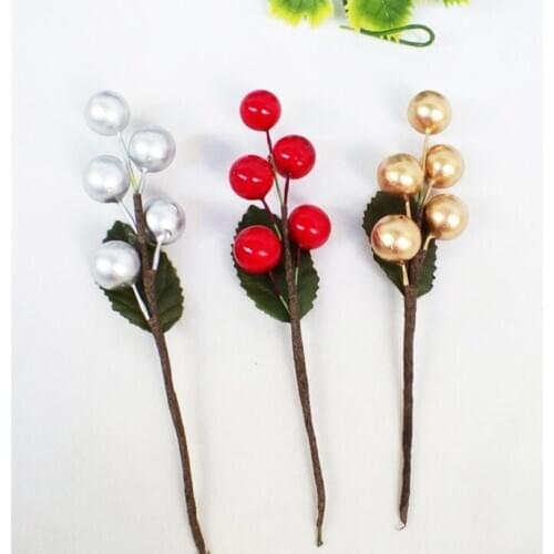 10Pcs Foam Artificial Berry Branch Simulation Plant Fliwer Christmas Ornament Home Party Decoration Photograph Props