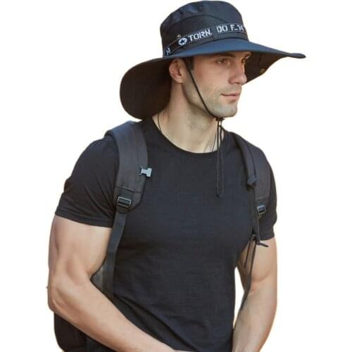 Summer Bucket Hat Men Outdoor Fishing Hiking Beach Hats Breathable Anti UV Sun Cap Large Wide Brim Fishing Caps