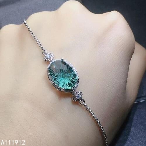 KJJEAXCMY fine jewelry Green crystal 925 sterling silver new women hand bracelet luxury