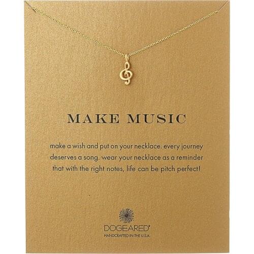 Classic Music Note Letter Pendant Necklace Color Retaining Alloy Clavicle Necklace Fashion jewelry for Women(with card)