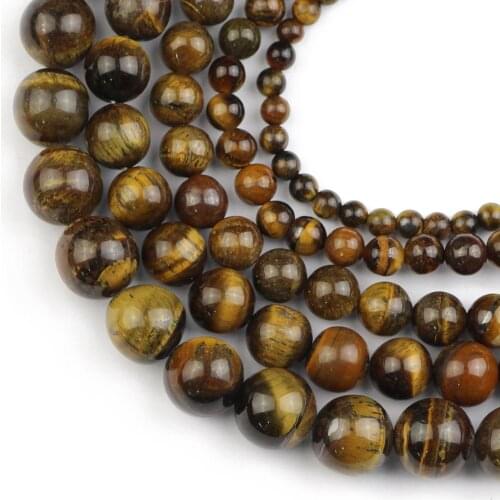 HGKLBB Natural tiger eye Stone Round Loose space Beads For jewelry Making 4/6/8/10/12 mm handmade DIY Bracelet necklace findings