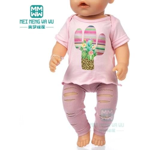 Doll clothes for 43cm toy new born doll accessories and American doll OG girl T-shirts, ripped pants, shoes
