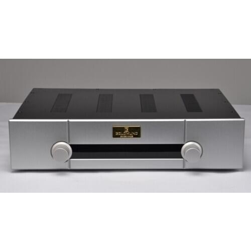 KYYSLB 430*340*95mm Imitation High Text Preamp Amplifier Chassis Box House DIY Enclosure with Knob Feet Amplifier Case Shell