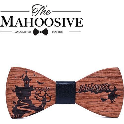 Mahoosive Mens Kids Wooden Bow Tie Set for Christmas Halloween Gift Suit Bowties Set Gravatas Shirt Ties helloween Decoration