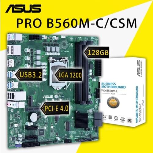 Asus PRO B560M-C/CSM Motherboard LGA 1200 PCIe® 4.0 Intel® 1 Gb ASUS COM ACCE Support 11th-Gen Intel CPU Intel B560 Placa-mãe