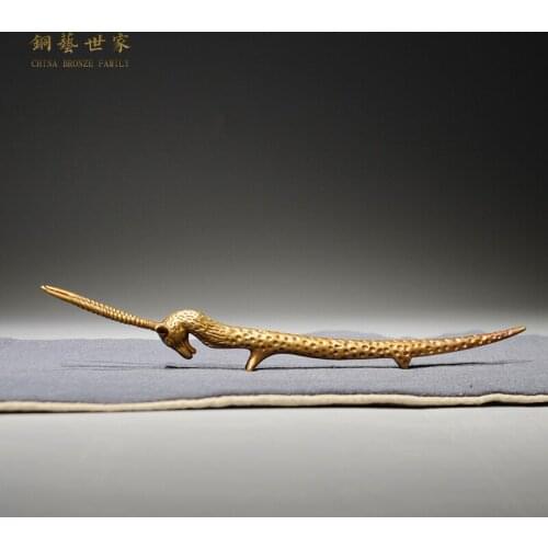 Copper Copper family manual pure pot pot antelope fork iron pot of Kung Fu tea accessories Brass room