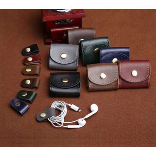 Mini Portable Headphone Earphone Case USB Cable Organizer Portable Earbuds Bag Carry Pouch PU Leather Storage Bag