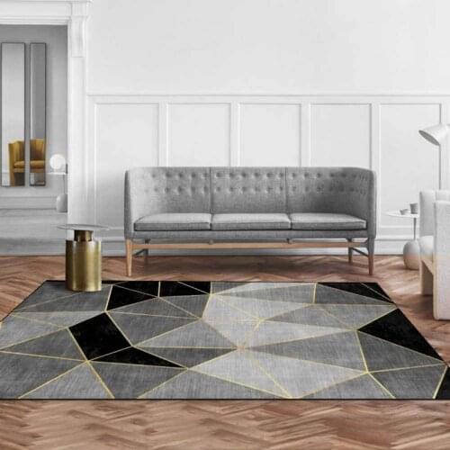 Fashion Modern Triangle Geometry Black and White Gray Block Stitching Living Room Bedroom Bedside Carpet Floor Mat Customization