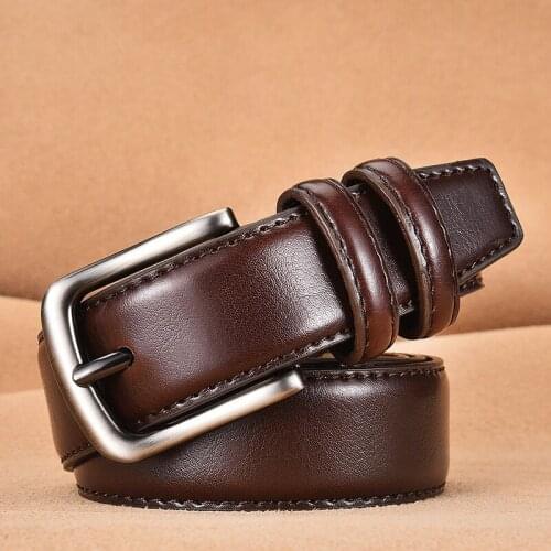 New Men Genuine Leather Belt High Quality Luxury Mens Belts Designer Alloy Pin Buckle Male Belts Casual Jeans Belt Male