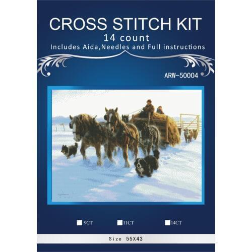 14CT/16CT/18/28/Cross Stitch Kits Crafts Art Needlework 14CT Unprinted Embroidered Handmade DMC Wall Home Decor-running horses