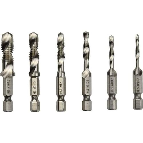 New 1/4 Inch Hex HSS High Speed Steel Spiral Shank Screw Thread M3 M4 M5 M6 M8 M10 Compound Metric Faucet Tap Drill Bit Set