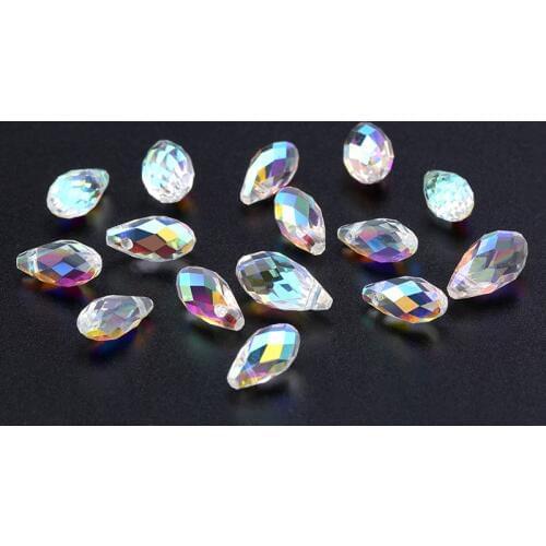 Wholesale 5.5x11mm,6.5x13mm Faceted glass teardrop beads mixedcolor crystal beads for Bracelet Necklace Earring Making