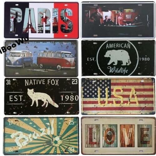 Worldwide Popular City License Plate Poster Vintage Retro Wall Decor Canada/London/Brazil Metal Tin Sign Plaques Poster
