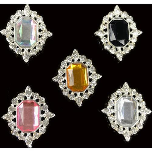 2019New 50Pcs Rhombus Rhinestones Alloy button for DIY wedding decoration and hair or Phone case accessories QW15