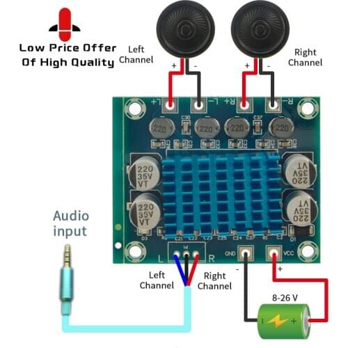 1PCS SAMIORE ROBOT TPA3110 XH-A232 30W+30W 2.0 Channel Digital Stereo Audio Power Amplifier Board DC 8-26V 3A