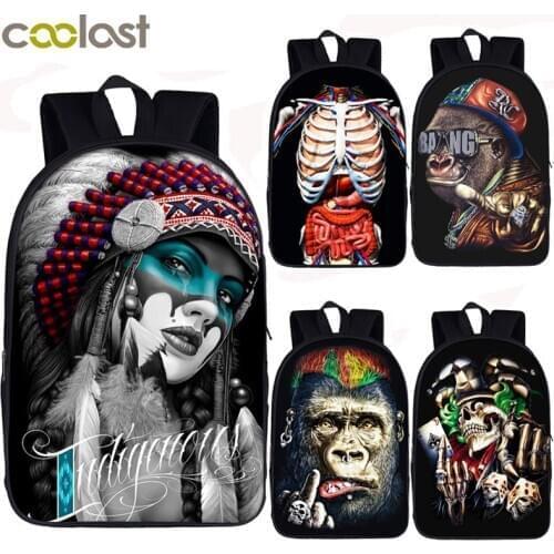 Funny monkey middle finger backpack women daypack teenager boys girls hip hop bag children school bags backpack men rucksack