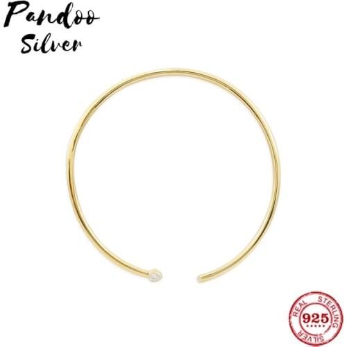 S925 Sterling Silver Jewelry 1:1 Copy, Choker Necklace Collar Statement Necklace Round Open Cuff Necklace Party Jewelry