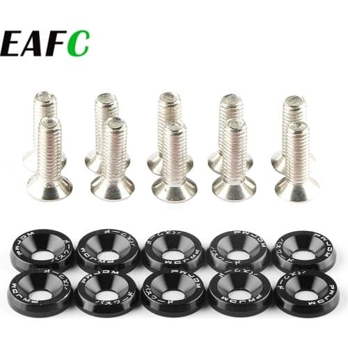 10PCS M6 JDM Car Modified Hex Fasteners Fender Washer Bumper Engine Concave Screws Fender Washer License Plate Bolts Car-styling