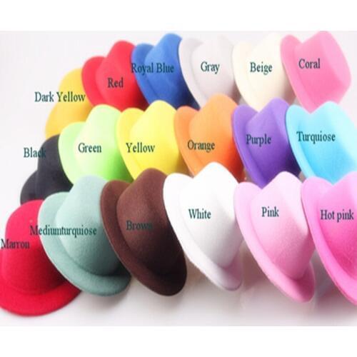 Wholesale Mixed Colors 13CM Plain Mini Top Hat Girl Children Headwear Fascinator Hat Base Material DIY Hat Hair Accessories