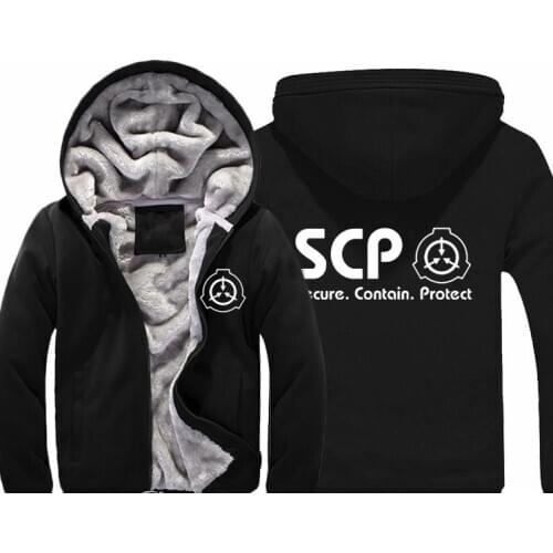 Contain SCP Secure Protect Hoodie Mens Casual Winter Jacket Coat Warm Thicken Fleece Zip Up Sweatshirts For Men And Women