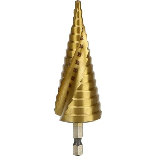 DIYWORK Hex Shank Spiral for Metal Cone Drill Bit High Speed Steel Triangle Shank Hole Cutter 4-12/4-20/4-32mm