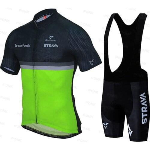 STRAVA 2021 Pro Team Cycling Jersey Set Mens Short Sleeve Maillot Ropa Ciclismo Bike Outfit Complete Summer Bicycle Clothing