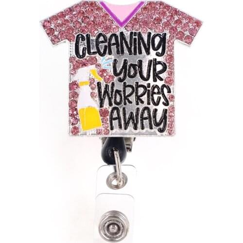 Rhinestone enamel Hospital Cute Doctor/NJurse Retractable ID Badge Holder reel for nurse accessories