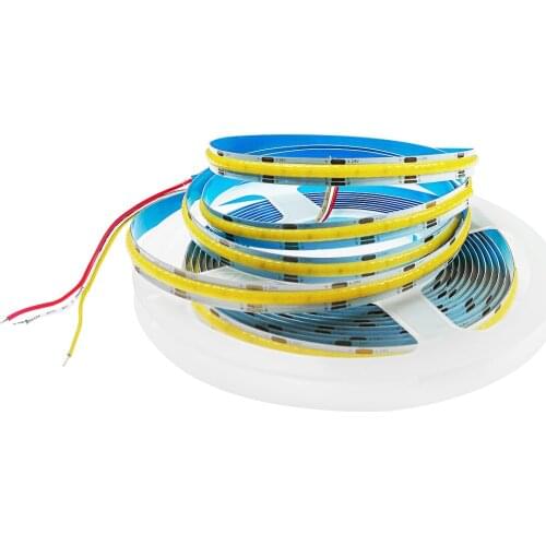 16.4FT 24V COB LED Strip Light 608led/M CRI90 Adjustable CCT 2700K+6500K Warm White Cold White High Lumen LED Strip 5M