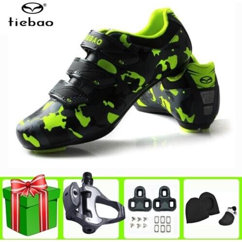 TIEBAO Road Cycling Shoes Add Pedal Set Men Sneakers Breathable Self-Locking Racing Bike Bicicleta Sapatilha Ciclismo
