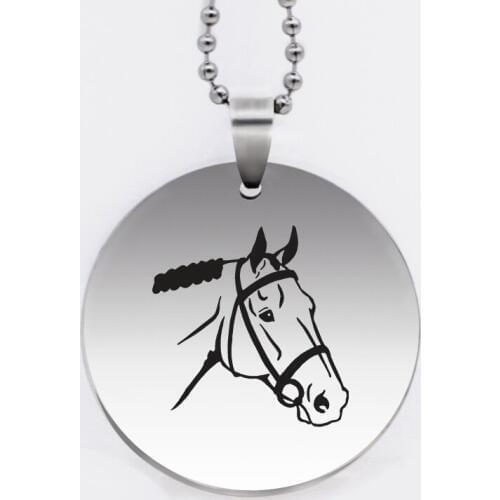 Ufine animal jewelry war horse pendant army card round disc stainless steel customed necklace N4520