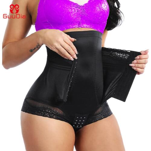 GUUDIA Tummy Control Panties Open Crotch Women Body Shapers Women Shapewear Slimming Panties Waist Trainer Postpartum Girdle Lac