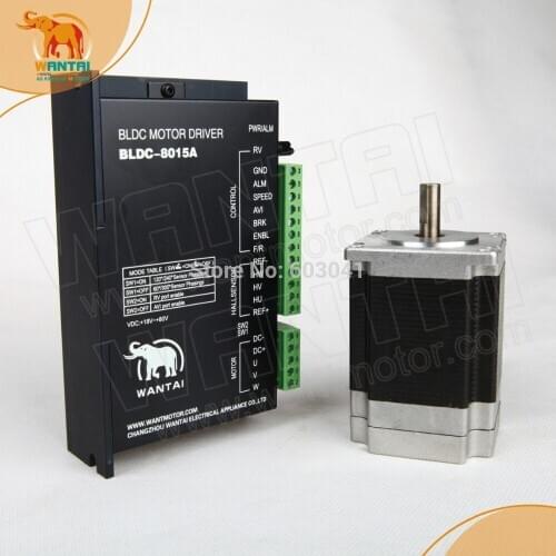 High Quality, CE, Rosh,3D CNC Wantai Nema 23 Brushless DC Motor 3000RPM, 24VDC,188W,3phs,57BLF03 & Driver BLDC-8015A, 80VDC