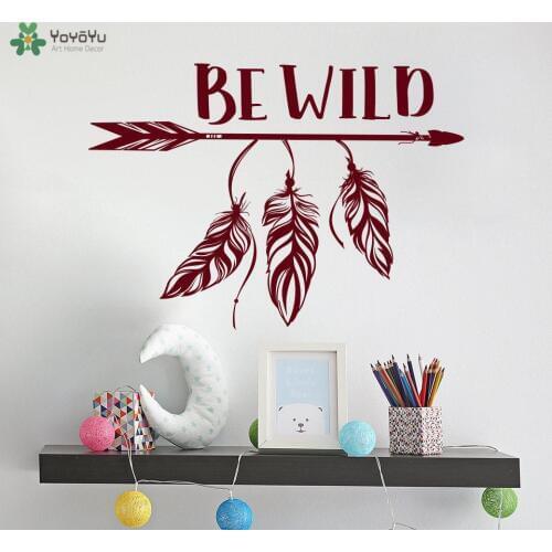 YOYOYU Wall Decal Bohemian Arrow Feather Vinyl Wall Stickers Removable Art Mural Kids Nursery Bedroom Home Decor Interior SY942