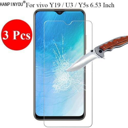 3 Pcs/Lot New 9H 2.5D Premium Tempered Glass Screen Protector For vivo Y19 / U3 / Y5s 6.53" Protective Film + Clean Tools