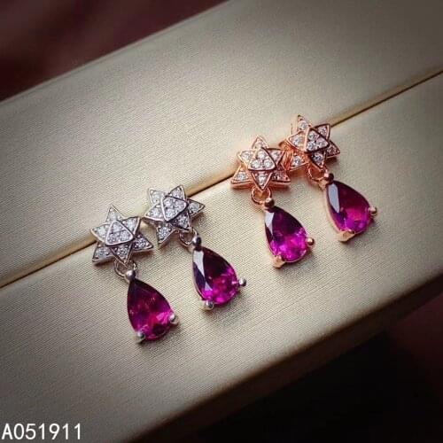 KJJEAXCMY fine jewelry natural Garnet 925 sterling silver women earrings new Ear Studs support test trendy