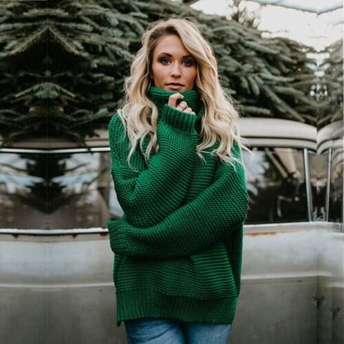 Yinlinhe Turtleneck Sweater Women Green Long Sleeve Autumn Winter Jumper Women Pink Knit Big Size Pullover Women Sweaters 711