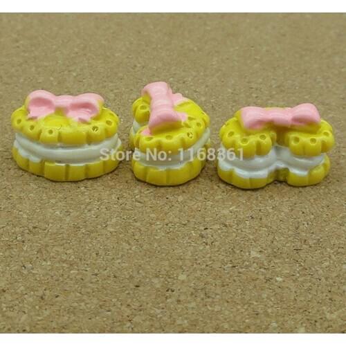 1pcs/lot resin flatback yellow bow ice cake 16mm Cabochons Scrapbooking Hair Bow Center Card Frame Making Craft DIY B004-1